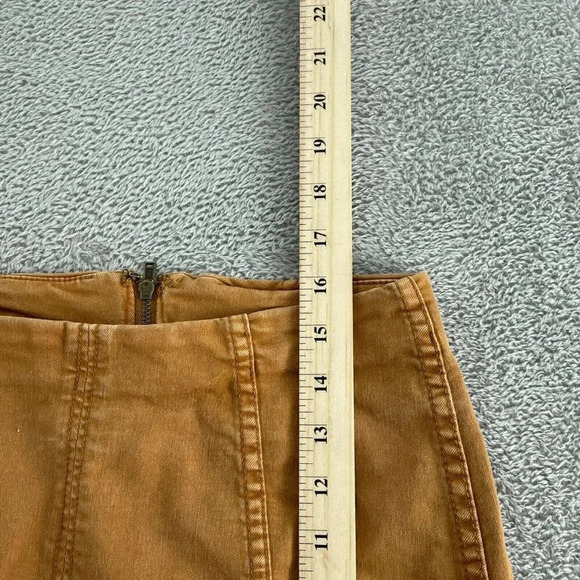 Free People Tan Mini Skirt With Panel Details & Rear Zip Size 4 Cotton 4812 - Picture 7 of 9